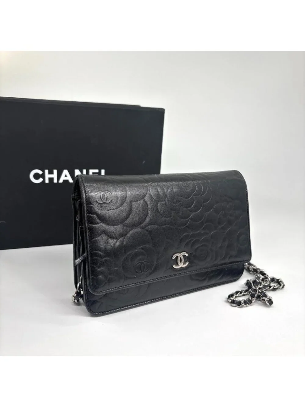 Chanel Super Camellia Black Chain Shoulder